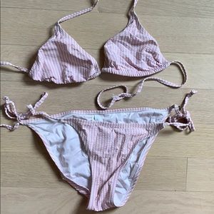 J.Crew Pink Pinstripe Bikini